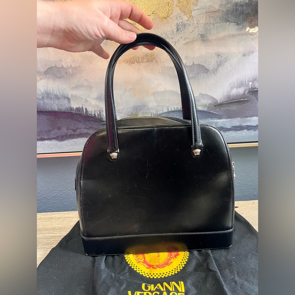 Vintage Versace Black Leather Handbag - Picture 6 of 15